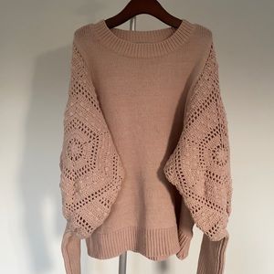 Fate The Label Pink/Cream Puff Sleeve Sweater